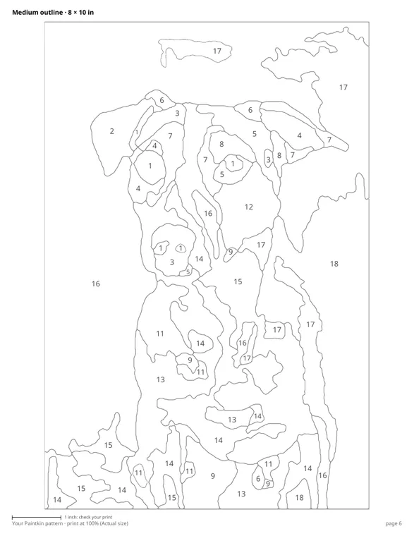 A full page of the numbered outline at 8 by 10 inches